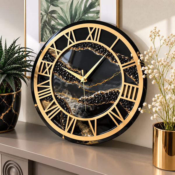 Midnight Majesty Luxury Resin Wall Clock