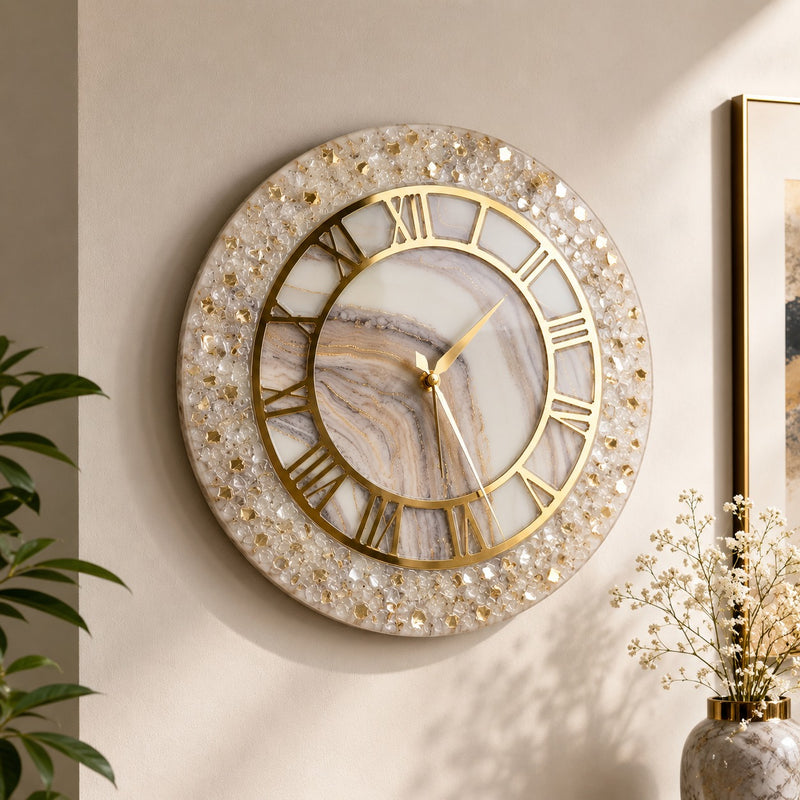 Crystal Halo Luxury Resin Art Wall Clock