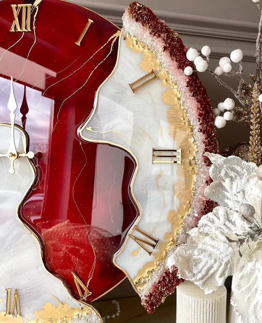 Red Velvet – Luxe Resin Wall Clock by Saaj