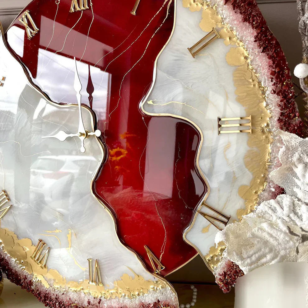 Red Velvet – Luxe Resin Wall Clock by Saaj