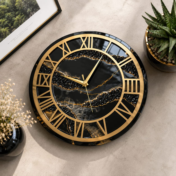 Midnight Majesty Luxury Resin Wall Clock