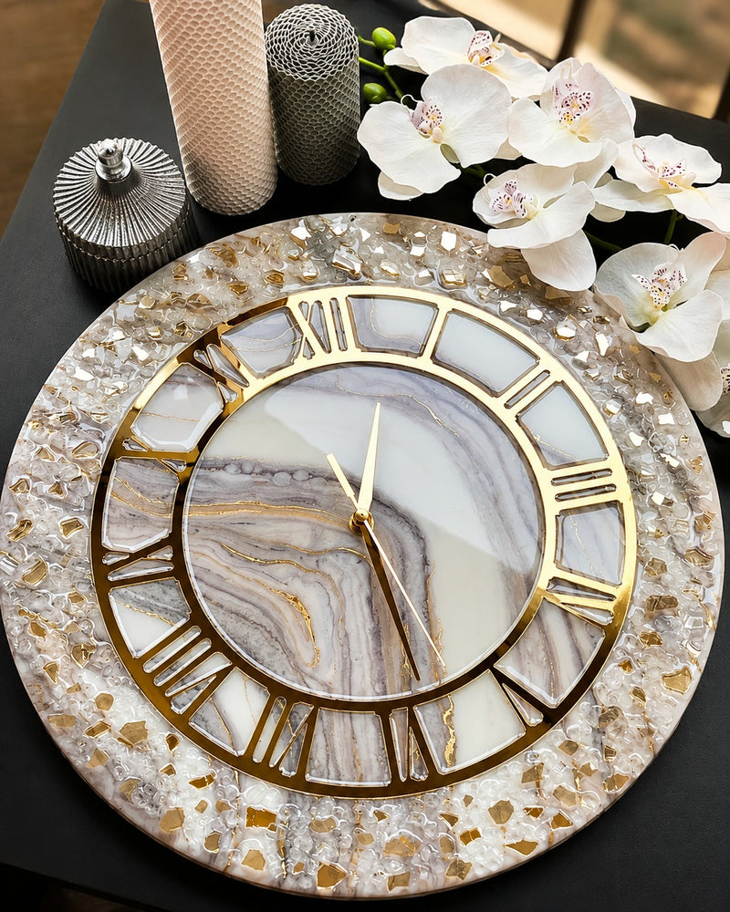 Crystal Halo Luxury Resin Art Wall Clock