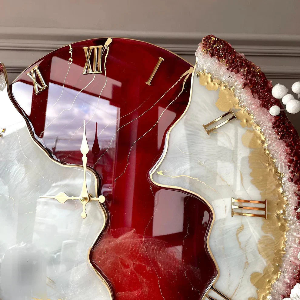 Red Velvet – Luxe Resin Wall Clock by Saaj 