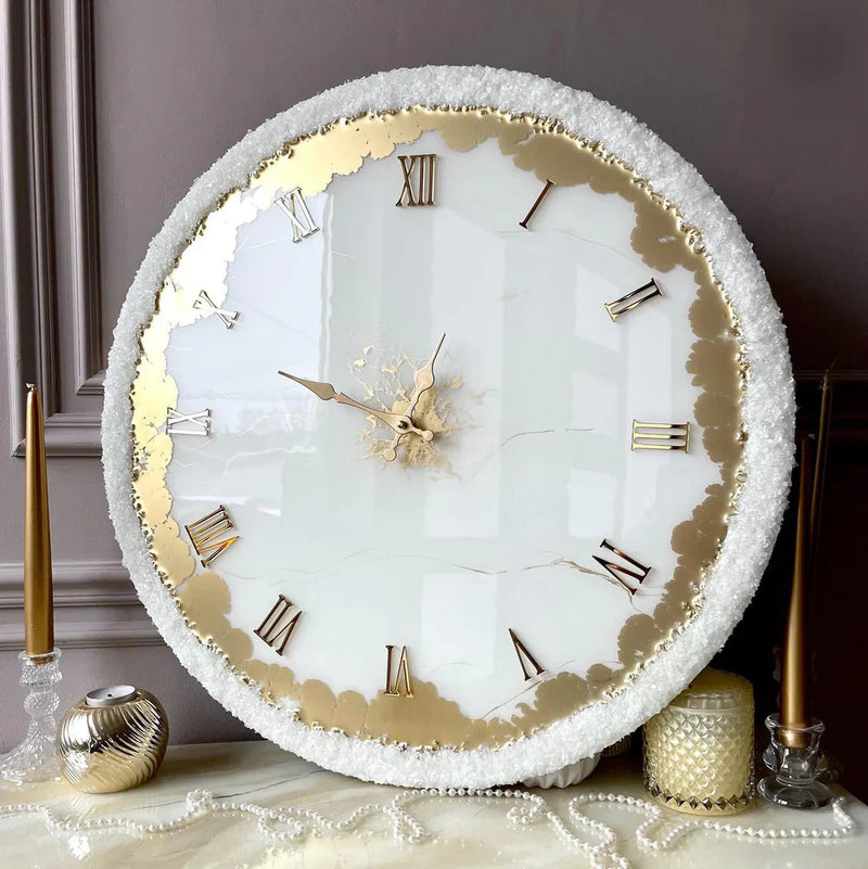 Pearl Aura Luxury Resin Art Wall Clock