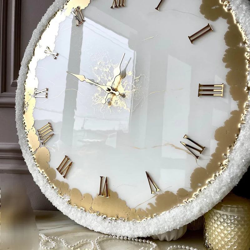 Pearl Aura Luxury Resin Art Wall Clock